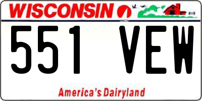 WI license plate 551VEW
