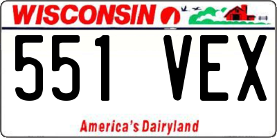 WI license plate 551VEX