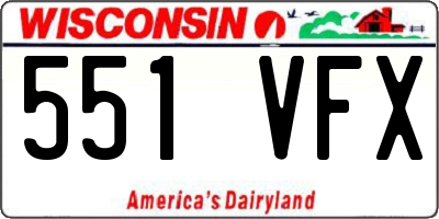 WI license plate 551VFX
