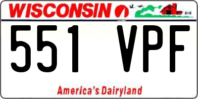 WI license plate 551VPF