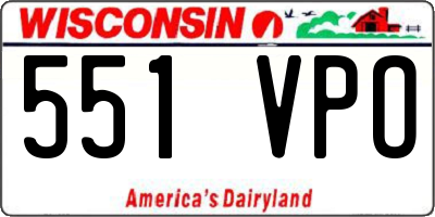 WI license plate 551VPO