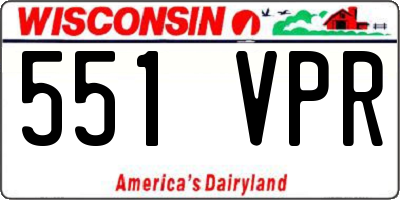WI license plate 551VPR