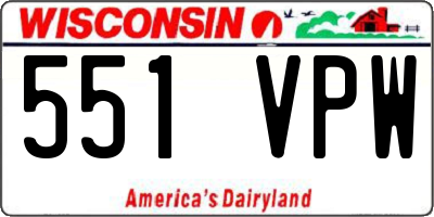 WI license plate 551VPW