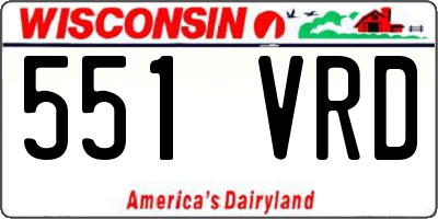WI license plate 551VRD