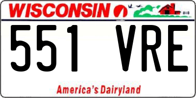 WI license plate 551VRE