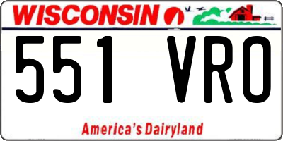 WI license plate 551VRO