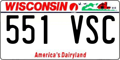 WI license plate 551VSC