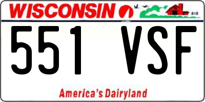 WI license plate 551VSF