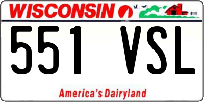 WI license plate 551VSL