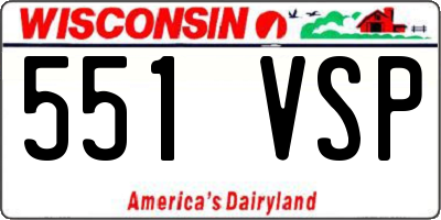 WI license plate 551VSP