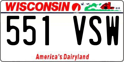 WI license plate 551VSW