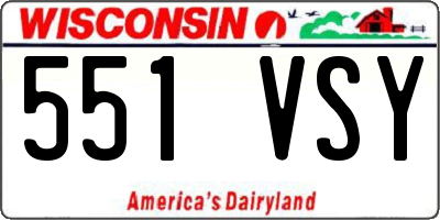 WI license plate 551VSY