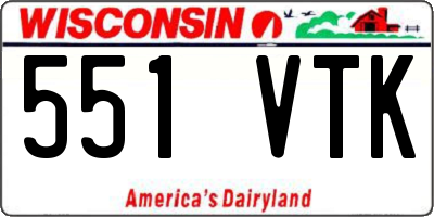 WI license plate 551VTK