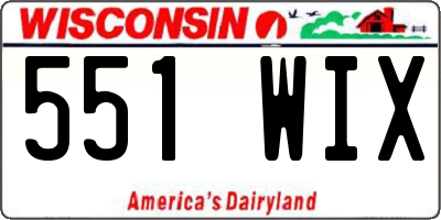 WI license plate 551WIX