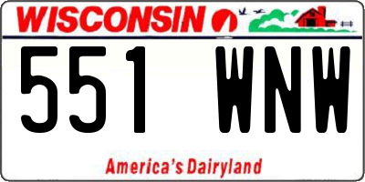 WI license plate 551WNW