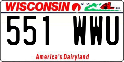WI license plate 551WWU