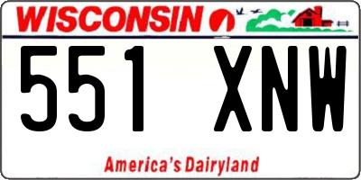 WI license plate 551XNW