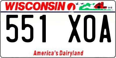 WI license plate 551XOA