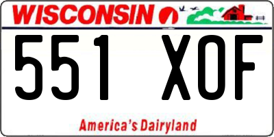 WI license plate 551XOF