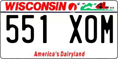 WI license plate 551XOM