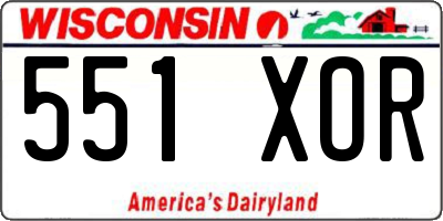 WI license plate 551XOR