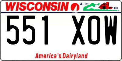 WI license plate 551XOW