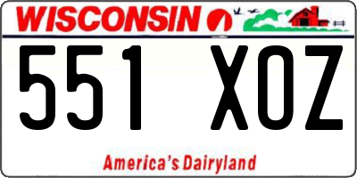 WI license plate 551XOZ