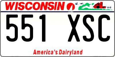 WI license plate 551XSC