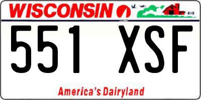 WI license plate 551XSF