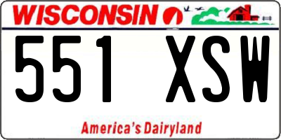 WI license plate 551XSW