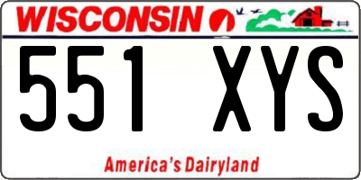 WI license plate 551XYS