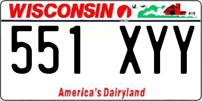 WI license plate 551XYY