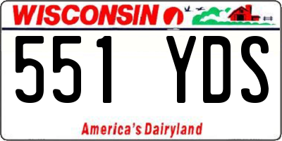 WI license plate 551YDS