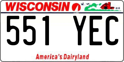 WI license plate 551YEC