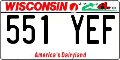WI license plate 551YEF
