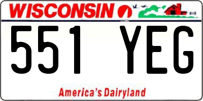 WI license plate 551YEG