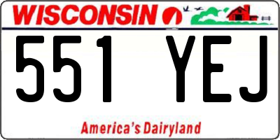 WI license plate 551YEJ