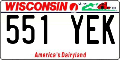 WI license plate 551YEK