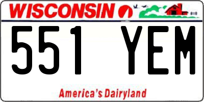 WI license plate 551YEM