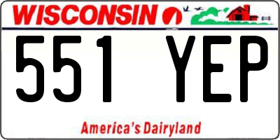 WI license plate 551YEP