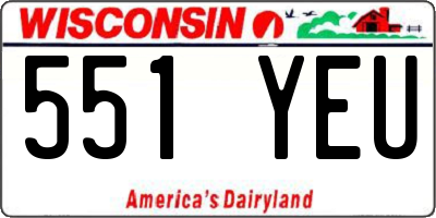WI license plate 551YEU