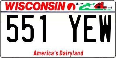 WI license plate 551YEW