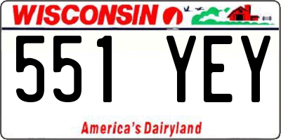 WI license plate 551YEY