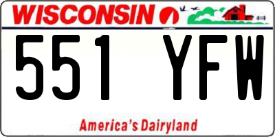 WI license plate 551YFW