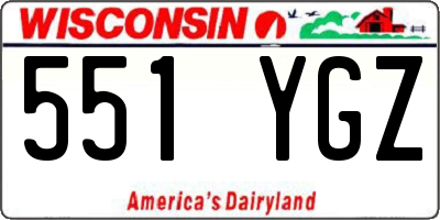 WI license plate 551YGZ