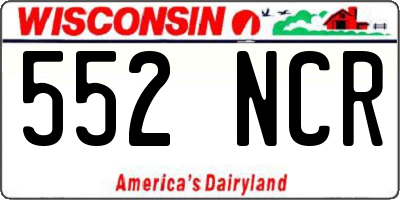WI license plate 552NCR
