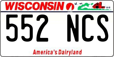 WI license plate 552NCS