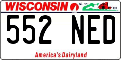 WI license plate 552NED