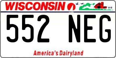 WI license plate 552NEG