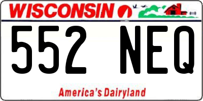 WI license plate 552NEQ